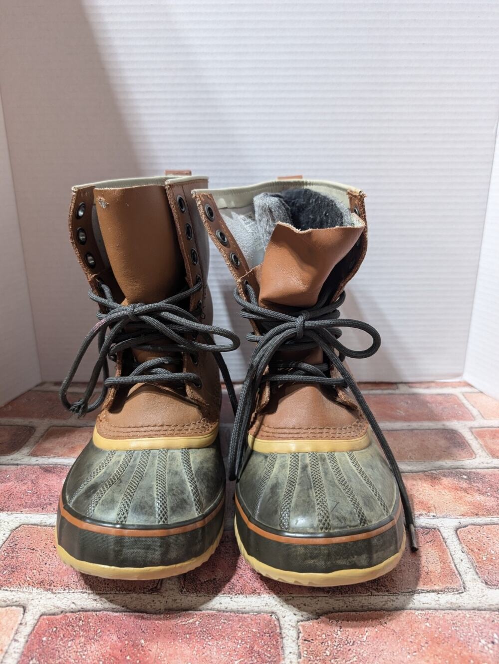 SOREL 1964 Premium Leather WATERPROOF Insulated Snow Boots Mens US Sz 8 TAN